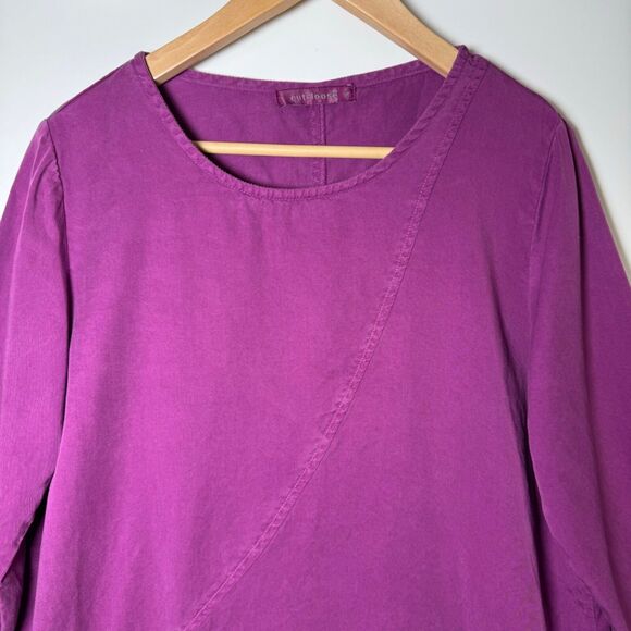 Cut Loose Small Tencel Top Purple Asymmetrical Pocket Lagenlook Made in USA - Picture 2 of 11